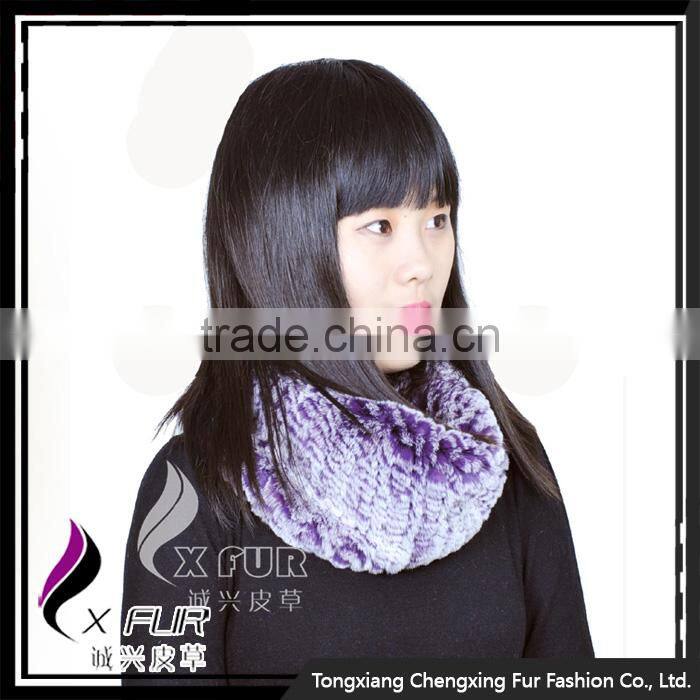 CX-B-76F 2016 Fashion Scarf Rex Rabbit Fur Snood Knitted Poncho And Shawl