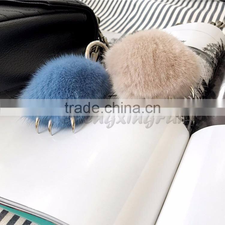 CX-R-54 Top Quality Wholesale Real Mink Fur Keychain Fur Bag Charm