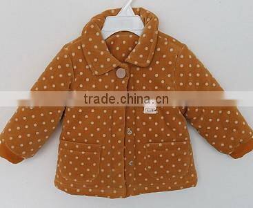 girls white spot brown color winter jacket