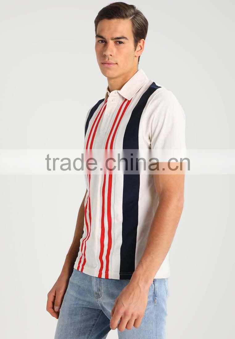 MGOO Factory Supplied Men Vertical Stripe Polo Shirt 100% Cotton Slim Fit Mens Polo