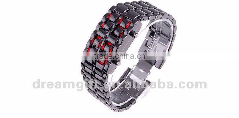 A level 2016 hot lava style led iron watches brand watch samurai LED watch red &blue light women&men style