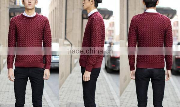 Crew neck 3D pattern fashion sweater for men