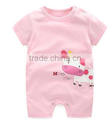 baby girls adorable pink cow printing wholesale good quality baby summer rompers