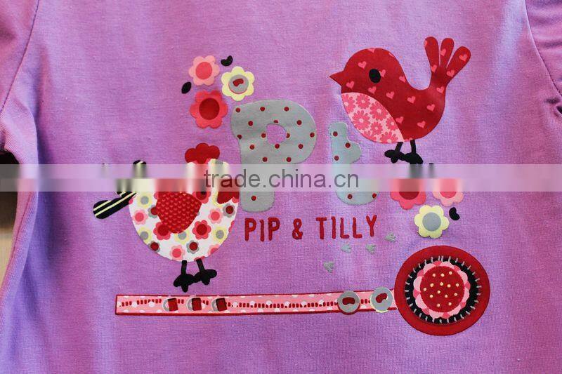 Wholesale Fashion Baby Girls 2 Pcs Set Purple Short Sleeve Top + Long Pant Casual Set TP-7717