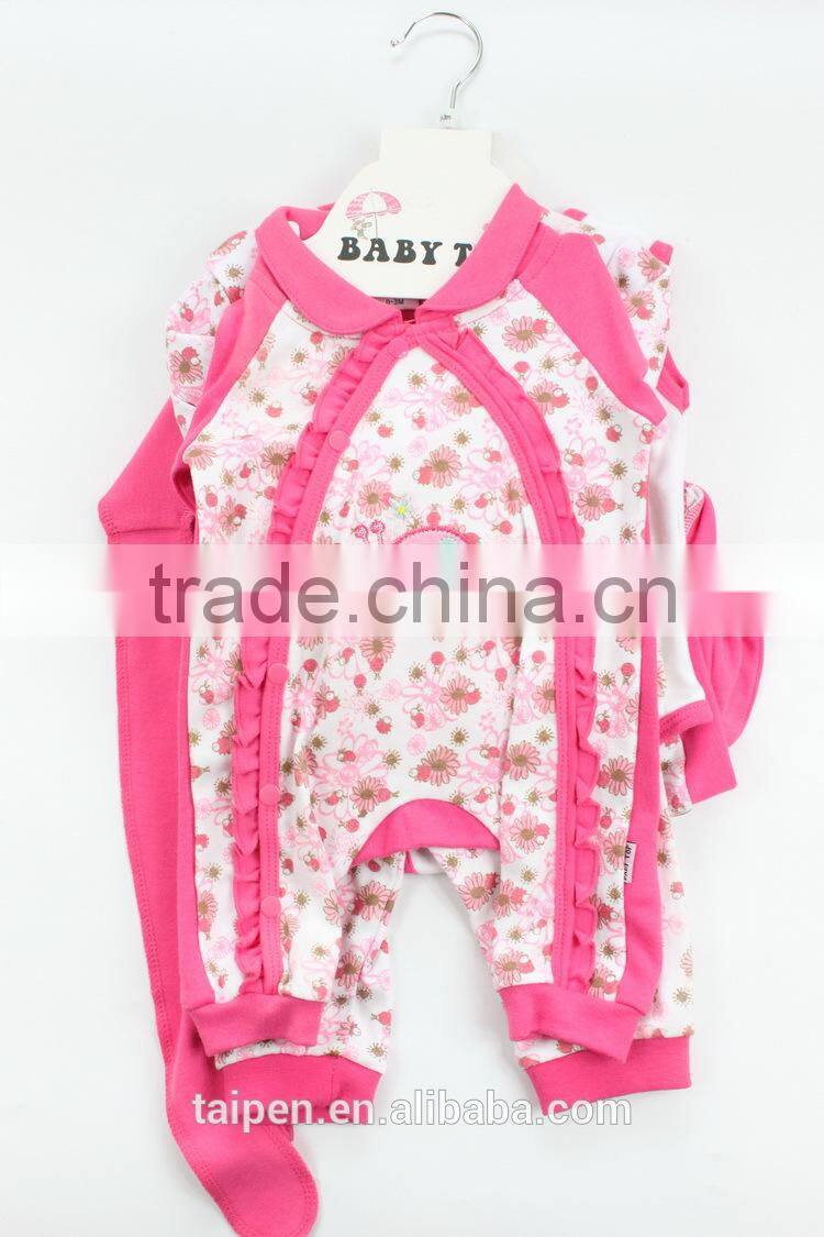 Wholesale Knitted 100% Cotton Pink Color 10Pcs New Born Baby Clothing Set With Hanger Package 10TB1-32