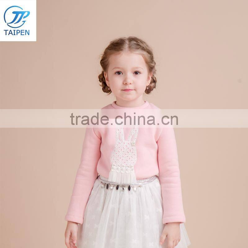Kids Clothes Winter Girls Woolen T Shirt Jacquard Children's Top Long Sleeve t Shirt Wholesale