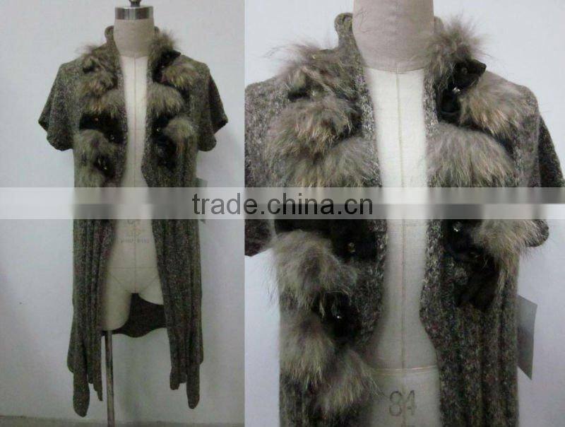 2015 knit fur fabric designed sweater