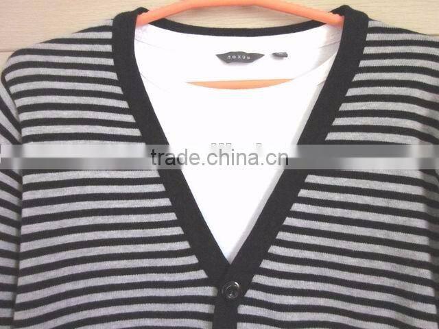 thin stripes black and white classic cardigan men's button up sweater