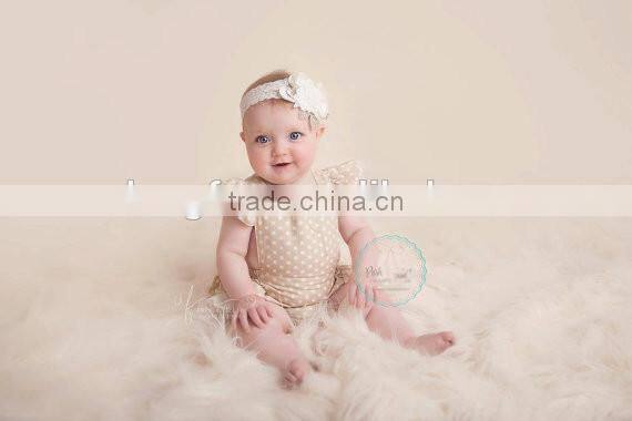 Newborn Baby Girls Polk Dots Lace Bubble Toddler Kids Ruffle Boho Romper
