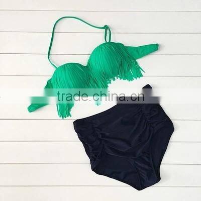Women's Trangle Ruffle Bikini Swimwear with Movable Cup