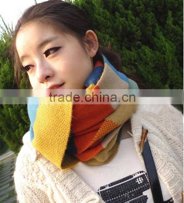 High quality colorful stripe long 180cn wool women autumn and winter wear rainbow knit scarf fashion
