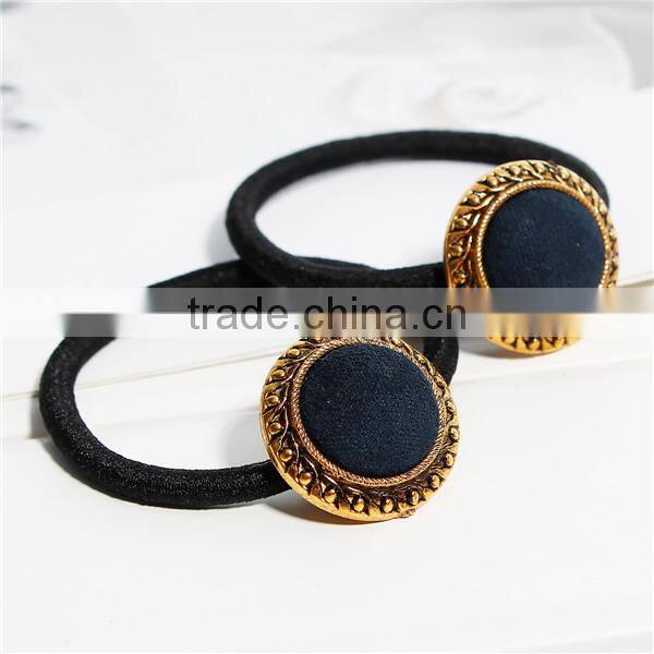 Zinc Based Alloy Hair Ties Round Gold Tone Antique Gold Decorative Hair Ties