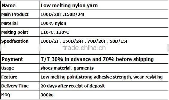 Hot Melt Nylon Yarn 100D for Flyknit