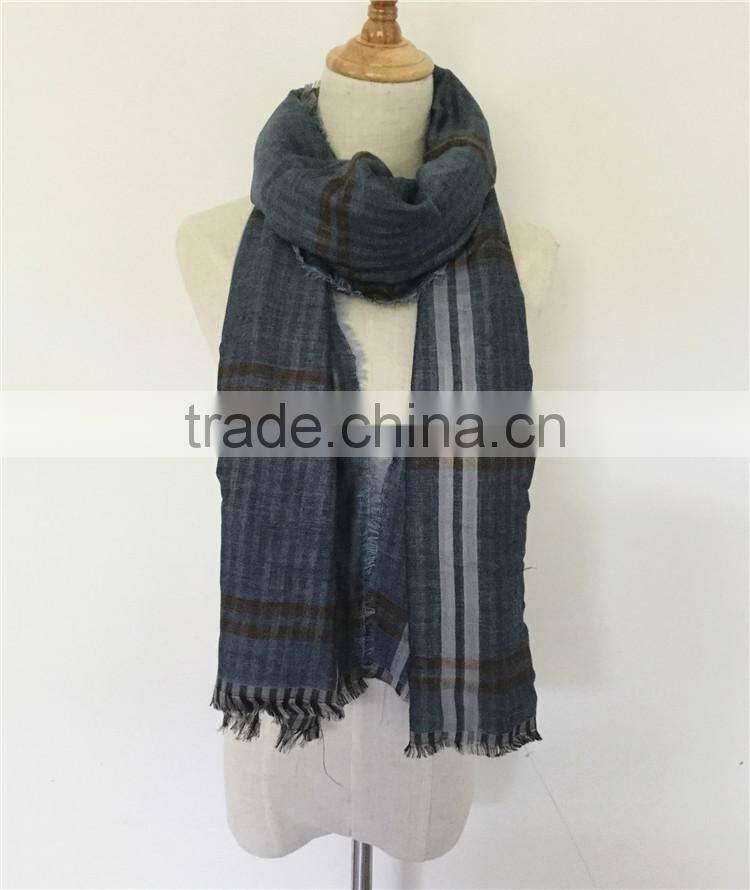 Jilong Double Face Plaid Scarf Classic Blue Fashion Men Scarf