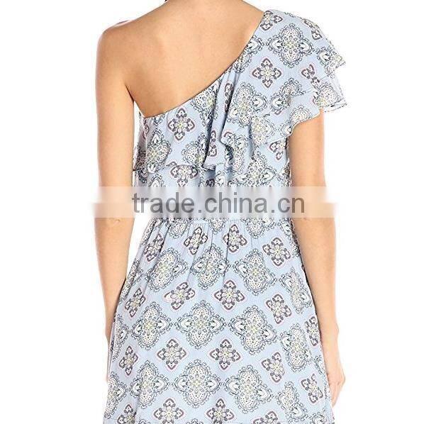 2017 women summer prom dress chiffon ruffle design off shoulder dress