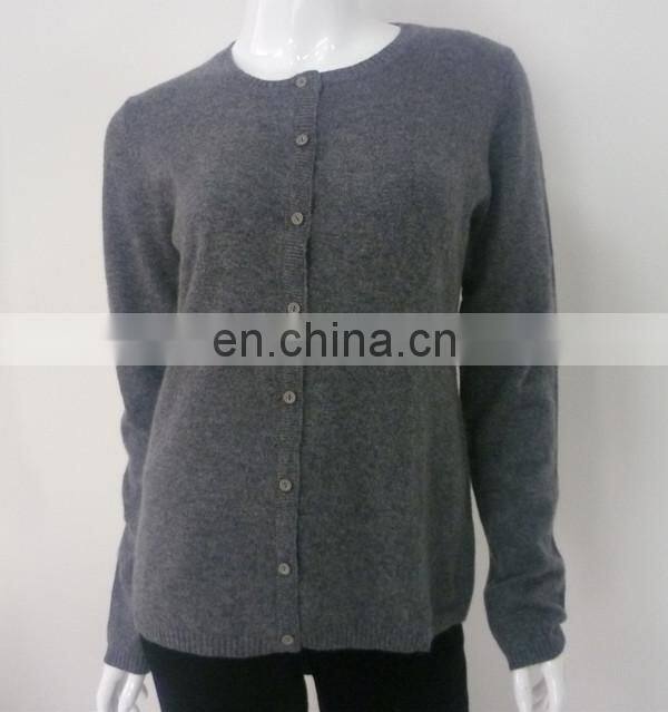 classic basic style women pure crew neck cashmere cardigan
