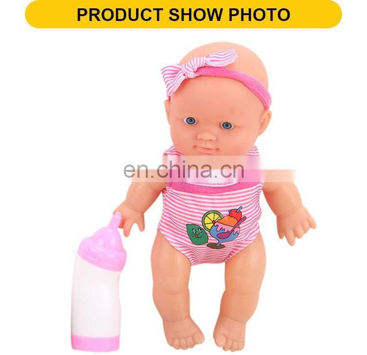 Top selling 9inch plastic child soft doll with bottle