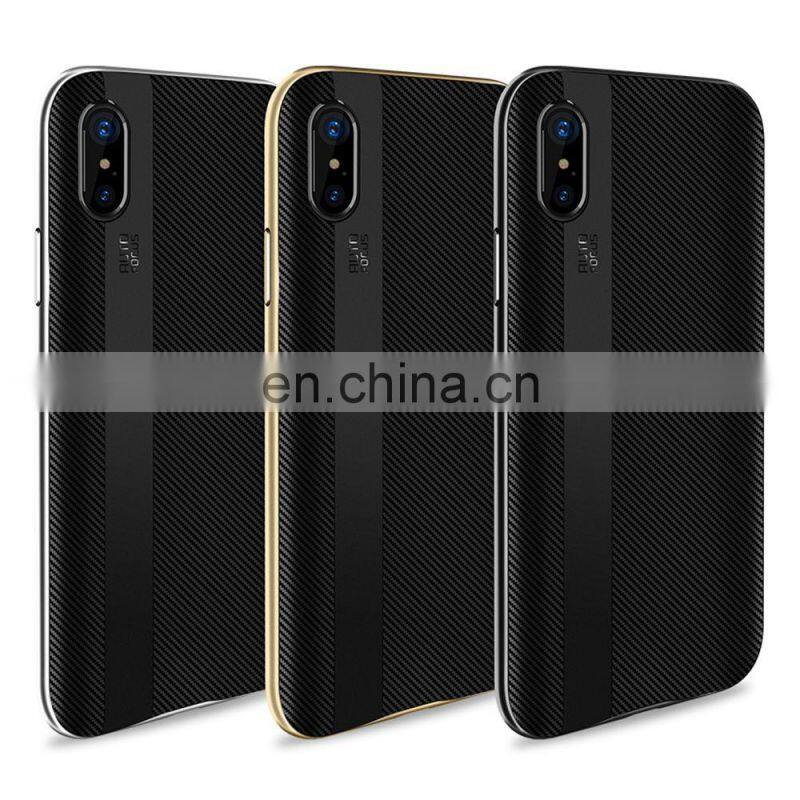 Blade Series Detachable PC Frame and Carbon Fiber TPU Back Cover Case for iPhone X - Gold