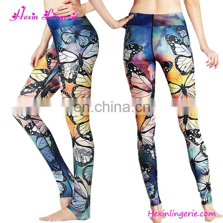 Wholesale Custom Tight Sports Flower Pants Ladies Printed Leggings