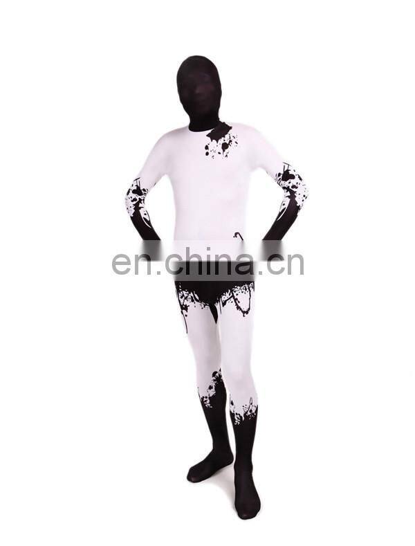 White & Black Lycra Spandex Zentai Costume Halloween Party Mask/Hood Open Face/Eyes/Full Hood