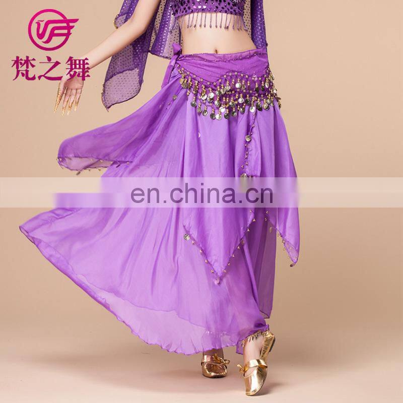Arabic chiffon gold coins belly dance dancing skirt for women Q-6006#