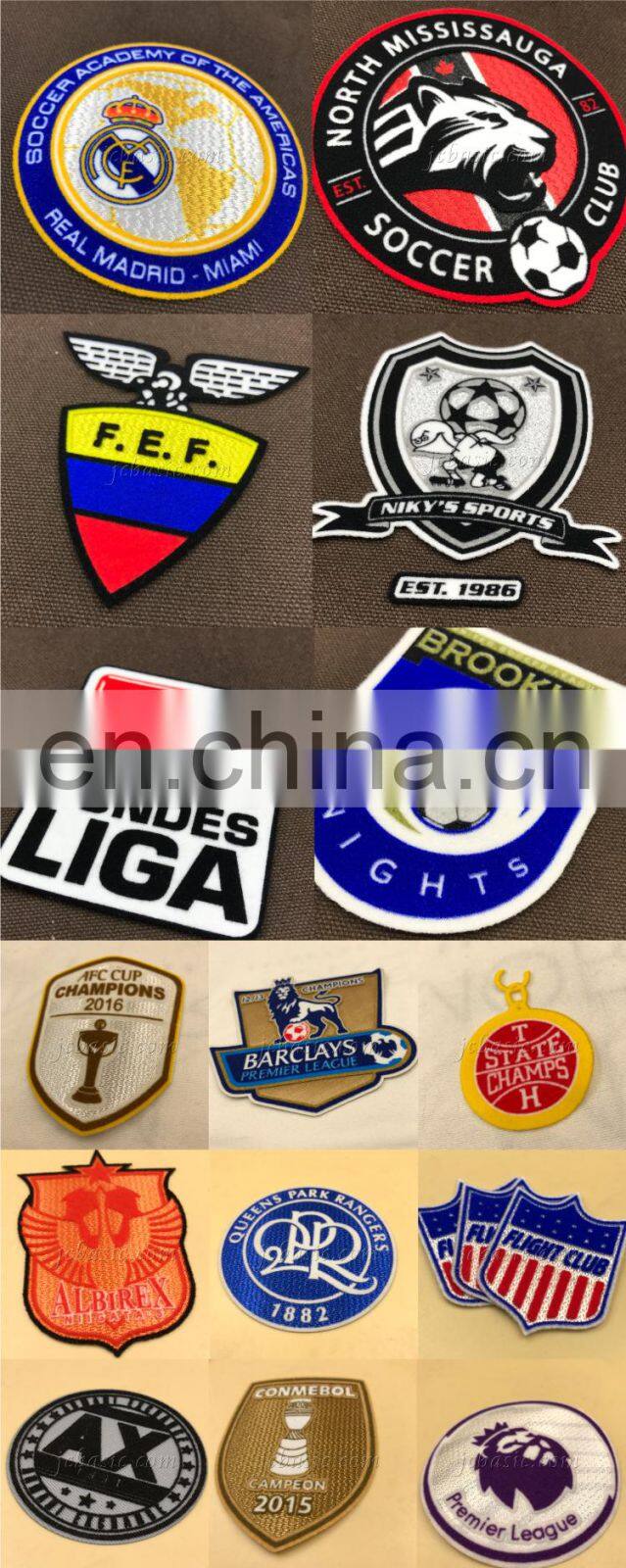 sublimation flock football shirt soccer patches flocking badge