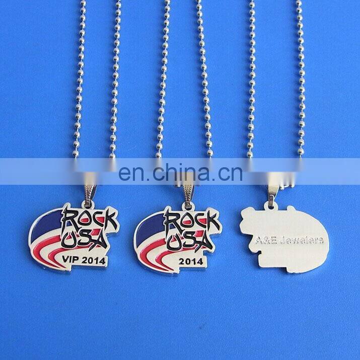 Silver plating flower shape customized printing PANDEMONIUM logo metal necklace