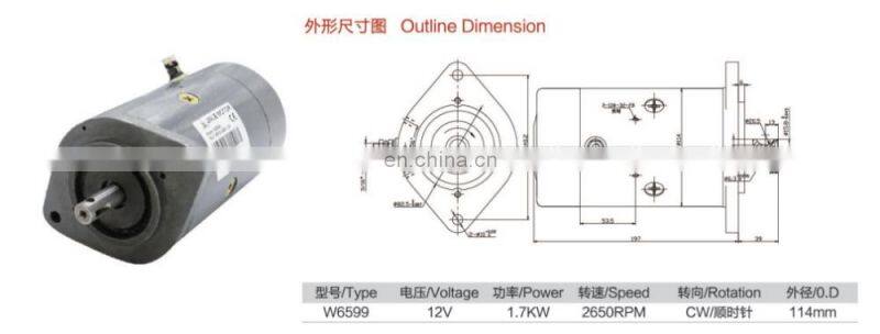 1.7KW Carbon Brush DC Electric Motor