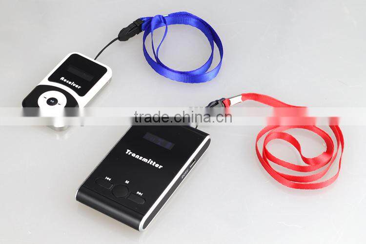 Wireless whisper tour guide system fm radio transmitter and receiver