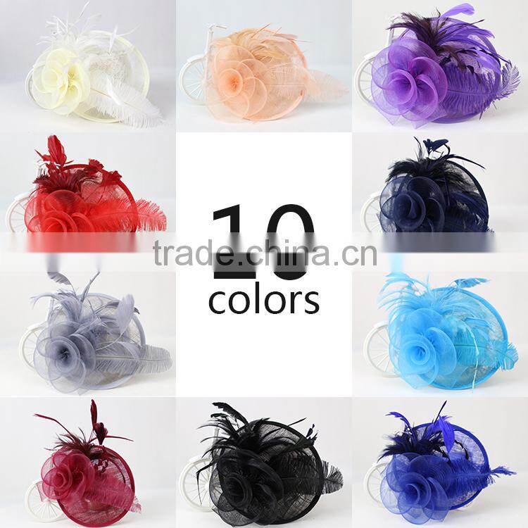Handmade Fashion Sinamay Feather Fascinator Hair Headband for Women