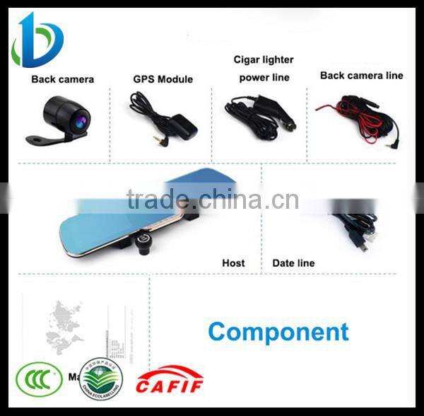high quality 5 inchs rearview mirror gps wireless camera
