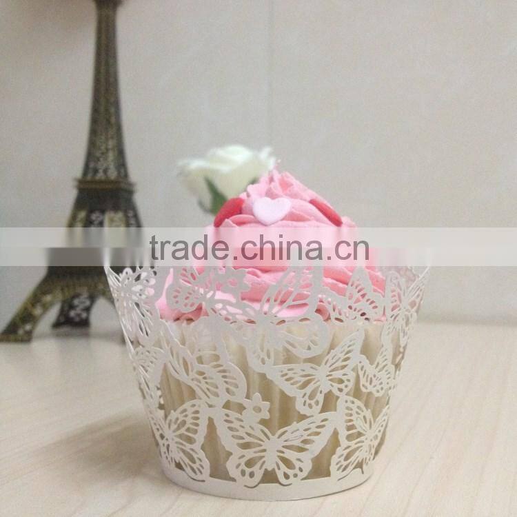 2016 High Quality Cheap Laser Cut Butterfly Wedding Cupcake Wrapper