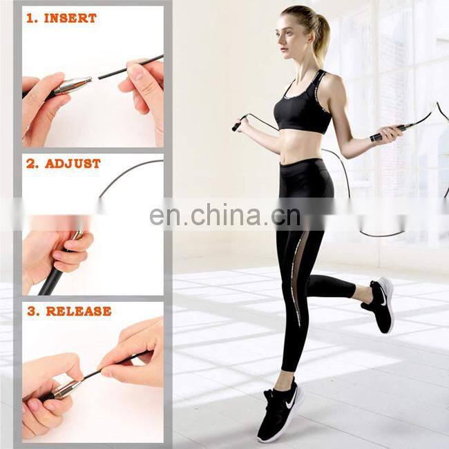 High Speed Skipping Rope Tangle-Free with Self-Locking Screw-Free Design Rope-Adjustable (2 Cables) Aluminum Alloy Non Slip Hand
