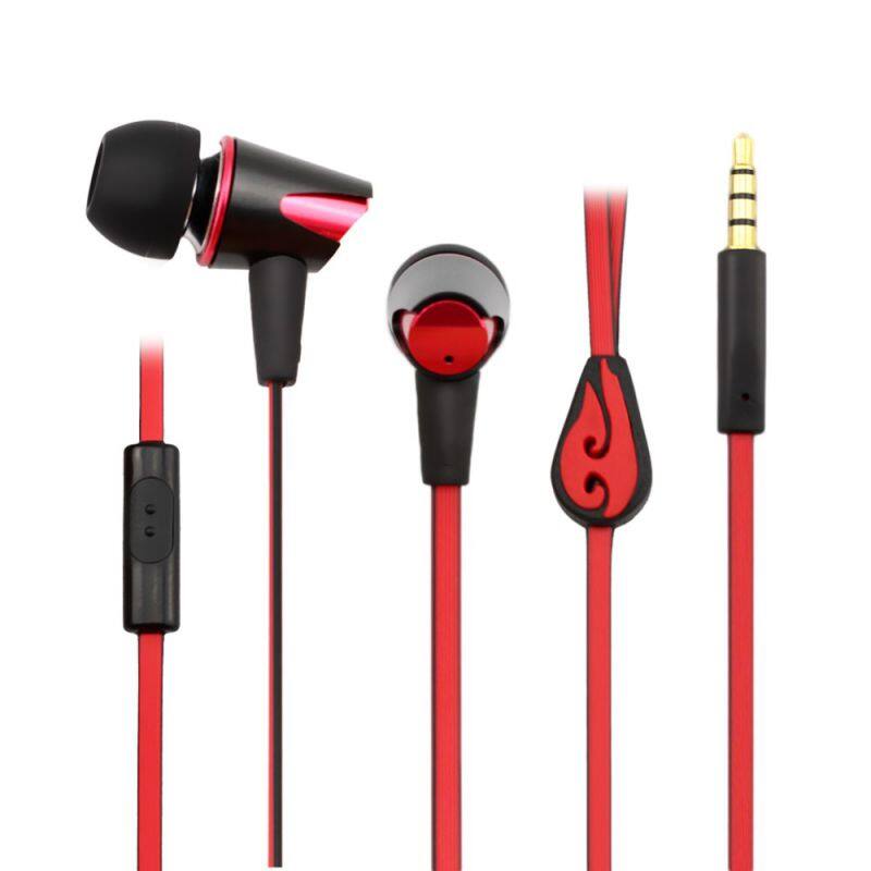 popular red rohs earbuds special flat cable earphone mobile headphone