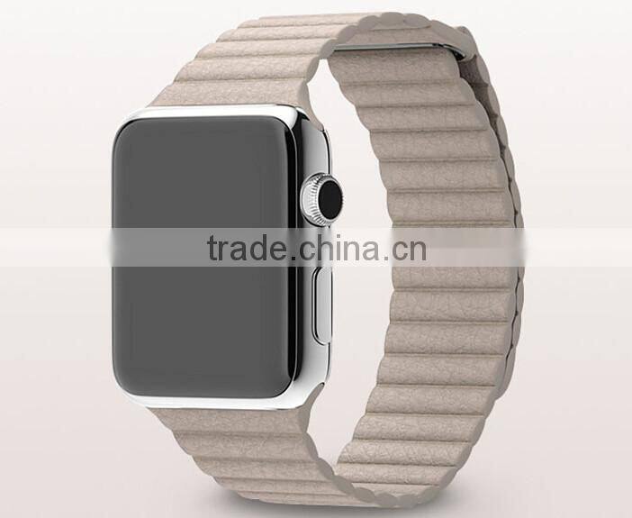 link bracelet For Apple Watch Leather Loop 42mm Adjustable Magnetic Closure strap For Apple Watch leather Band 38