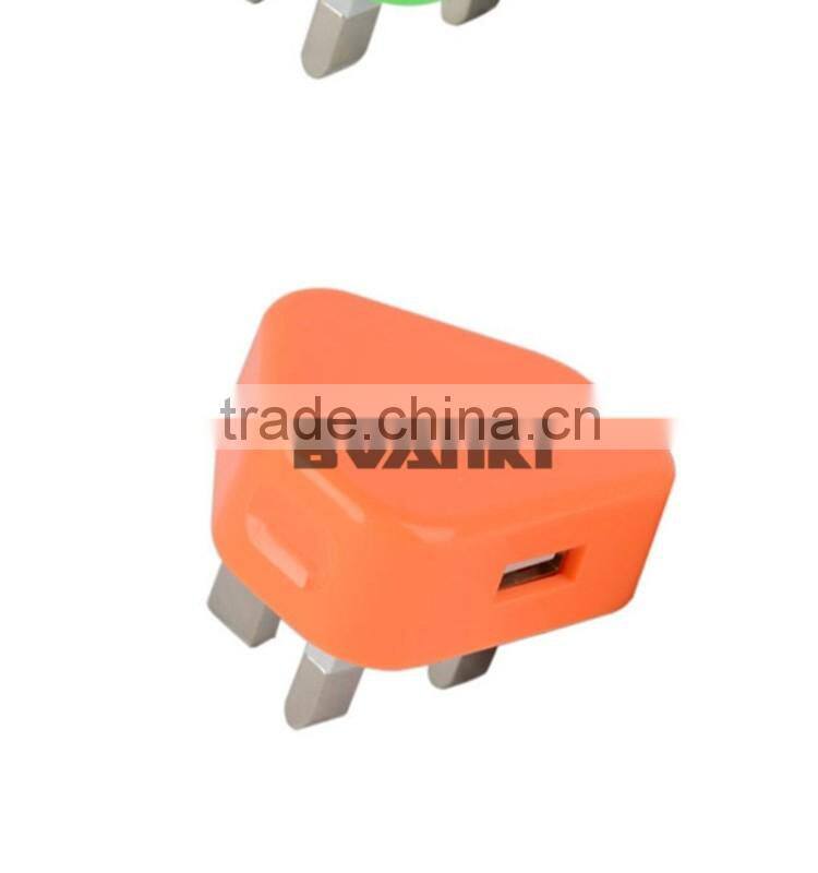 5V 1A Travel charger usb 5V 1A colorful mini usb home/travel charger quick charging 5V 1A 3 pin usb travel charger free sample