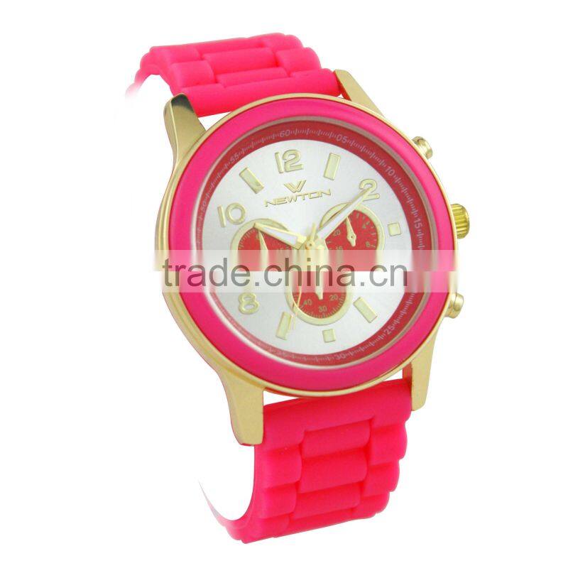 FT1305_PK Pink Colorful 3 hands with ABS band quartz jelly watch