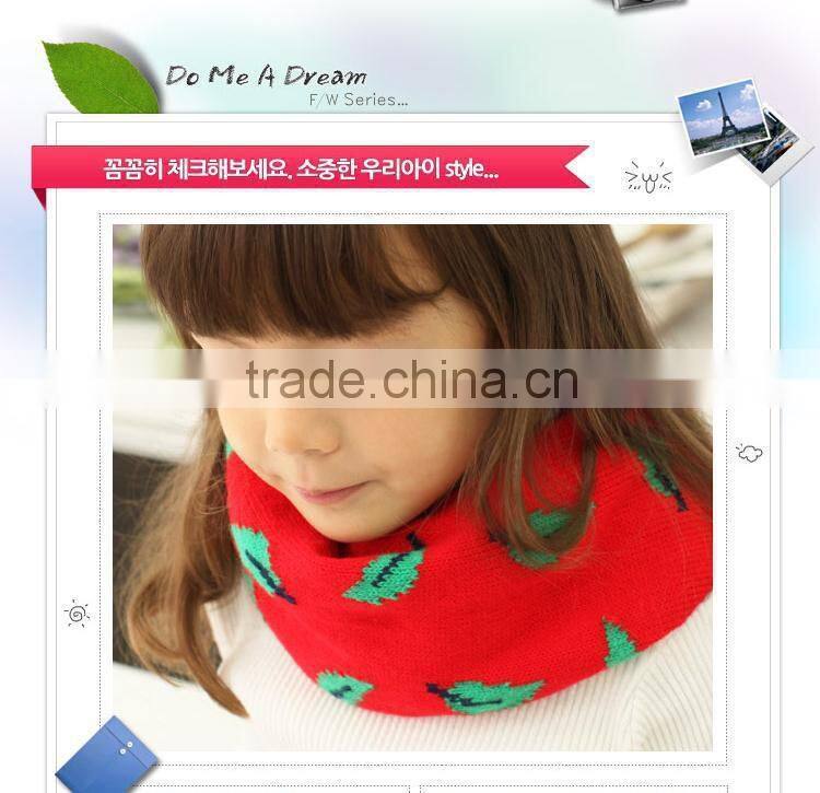 Newest Small Leaf Spreaded Fashion Cute Kids Knitted Winter Circle Loop Scarf