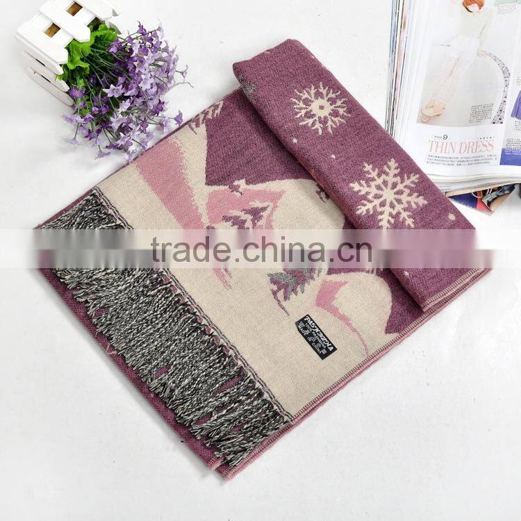 Best Selling FashionJacquard Snow Pattern Women Winter Wool Scarf