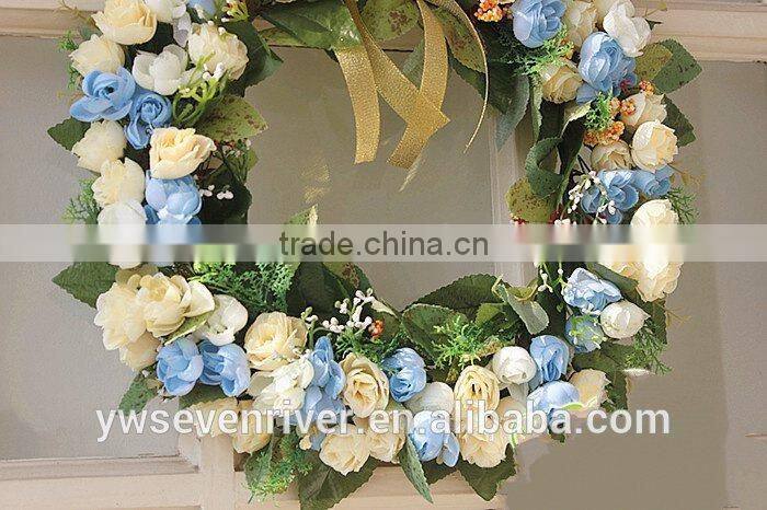 Custom simulation wreath door decoration pendant married the wedding floristry villa home decoration car wedding decoration blue