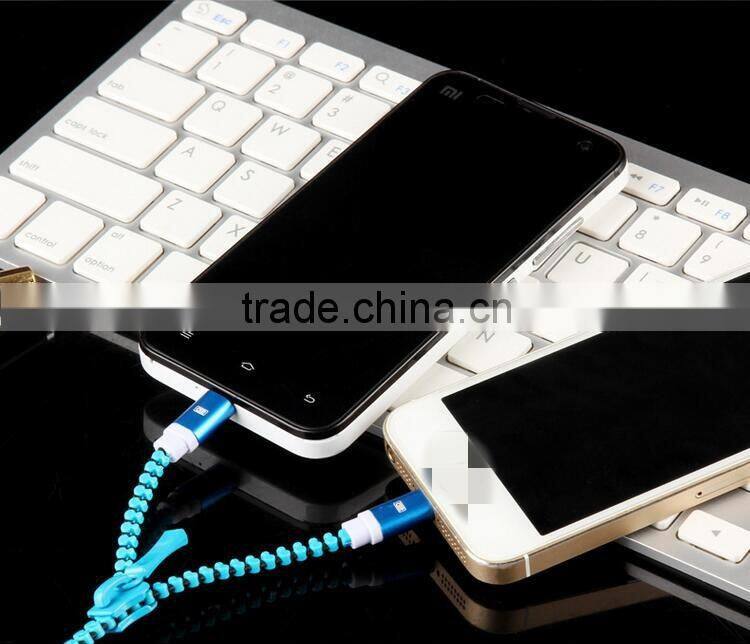 2016 hot 2 in1 Zipper USB Data Charging Cable for iPhone,for Samsung ,for android