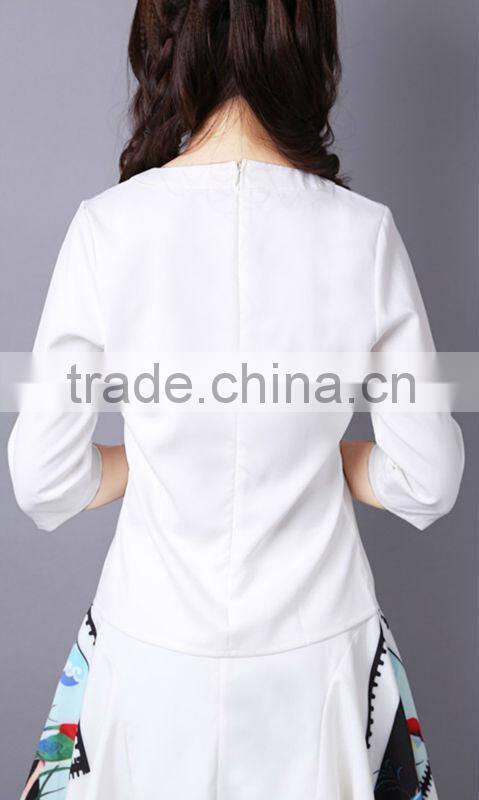 2014 NEW stamp sharped embroidered korean style lastest fashion dress(STOCK)