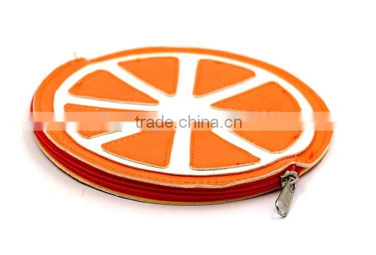 Orange surface fruit PU wallet bag coin purse pouch