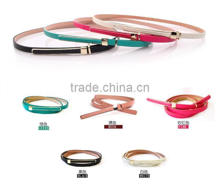 2016 fashion stylish new design hot sell PU woman dress belt for ladies with long metal bulk