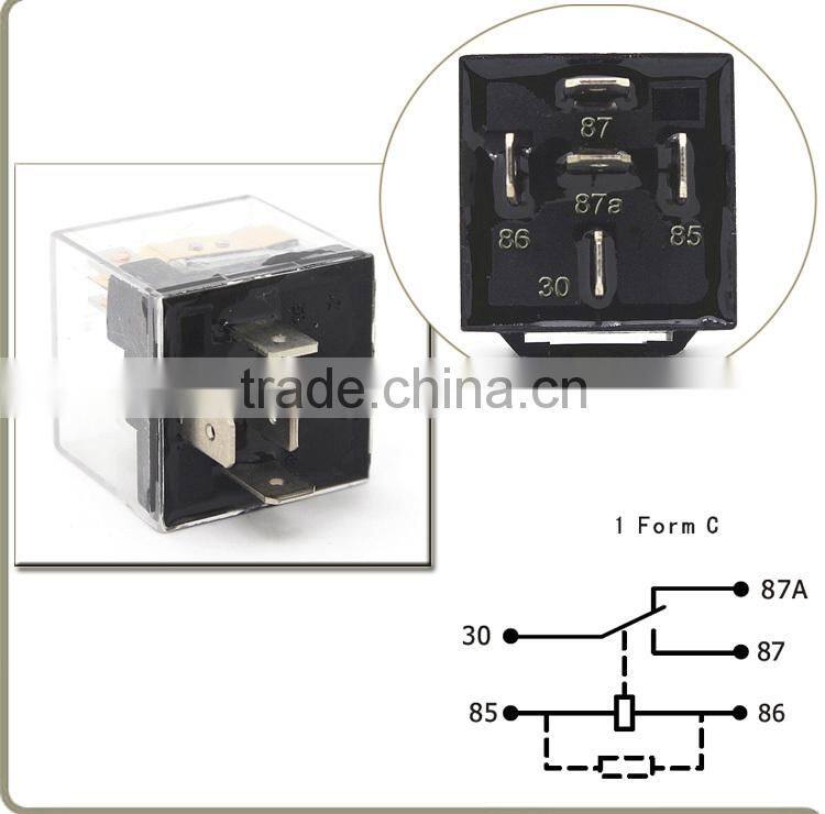 Transparent shell auto relay with relay iron blade, 4PIN 60A auto relay