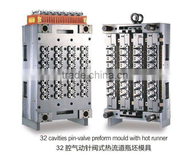 32 cavities pin-valve preform mold with hot runner