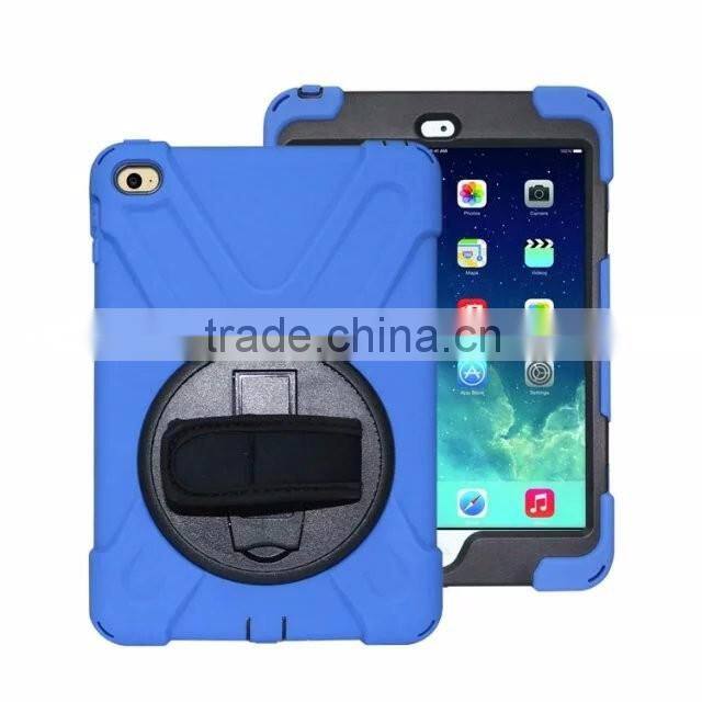 Brandnew shockproof housing for iPad mini 2/3 rotated stand hand holder PU leather case