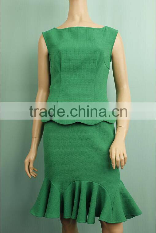 High quality sleeveless women office skirt suit,two pieces women skirt suit WT150632362
