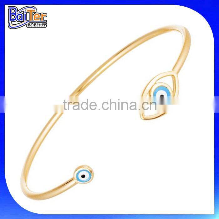 High Quality Jewelry 925 Sterling Silver Gold Blue Evil Eye Bracelet