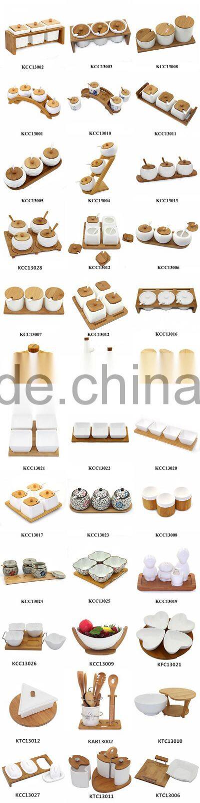 2015 Hot Selling ceramic pot for spice NEW DESIGN kitchen ceramic pot 4 pcs square ceramic pot set